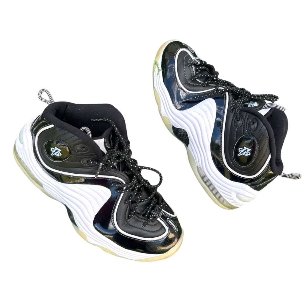 Nike Air Penny 2 Black White Patent Leather  Athletic Shoes Men's Size‎ 9.5